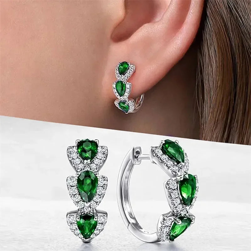 Blue CZ Hoop Earrings — Luxury Cubic Zirconia for Weddings & Events