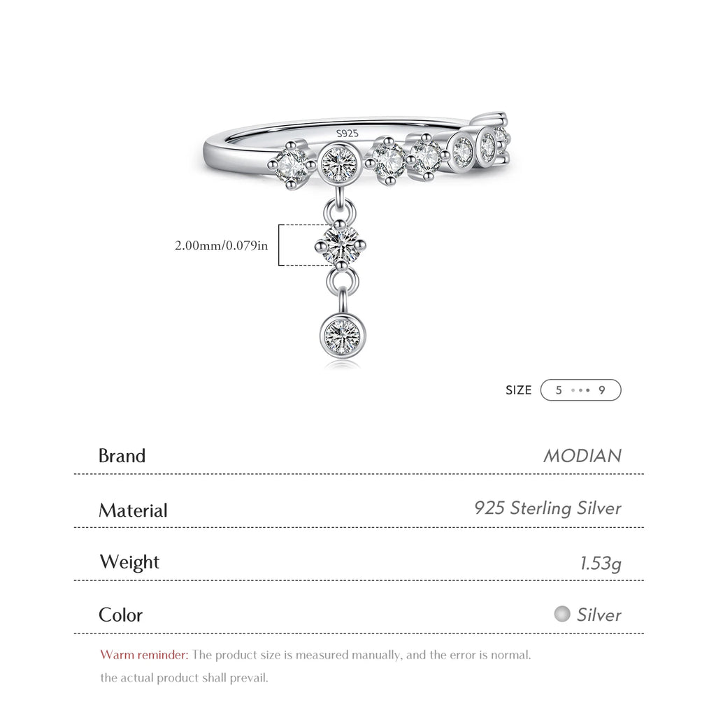 MODIAN 925 Sterling Silver High-Fashion Sparkling Round Zircon Charms Finger Rings For Women Party Fine Jewelry