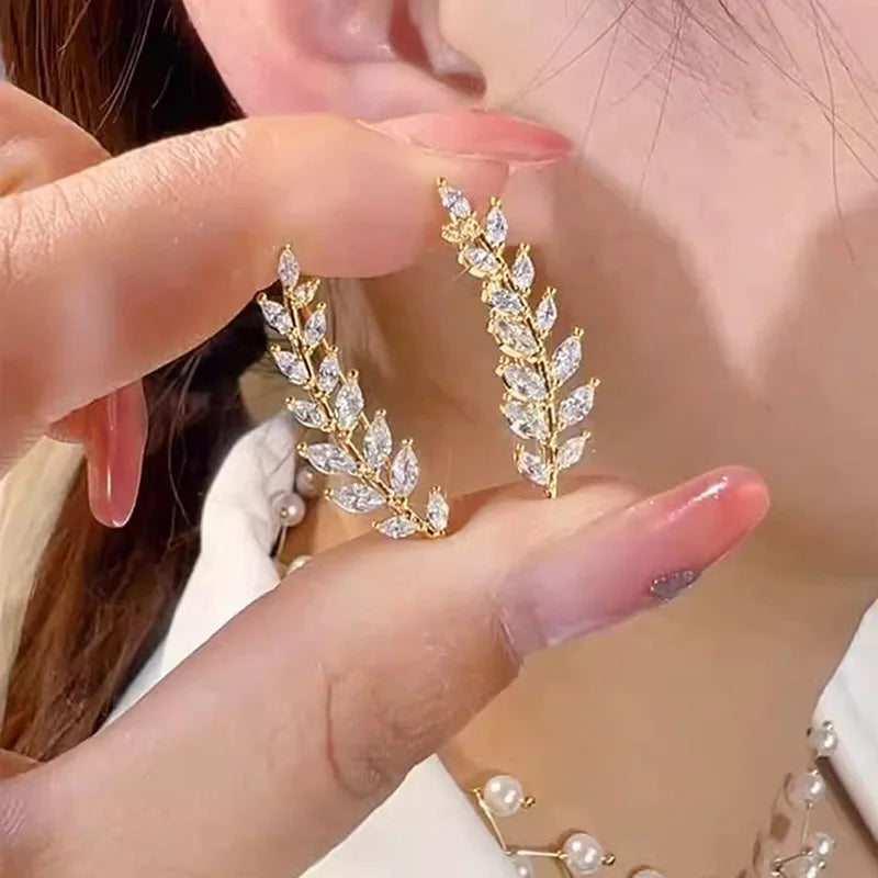 CZ Flower Climber Stud Earrings