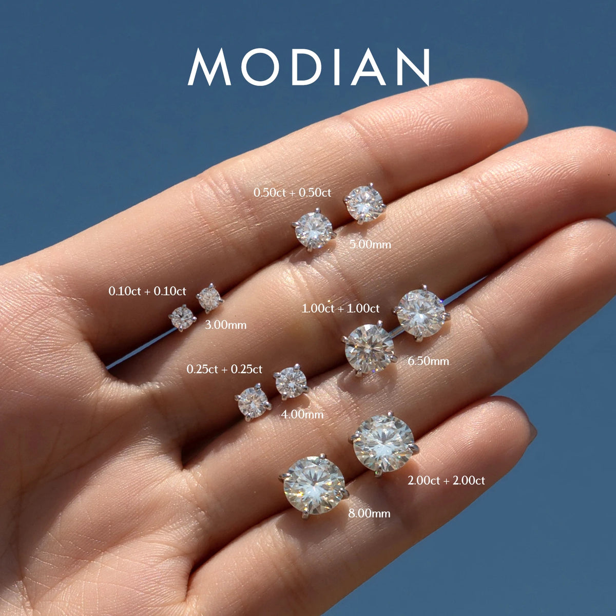 D-Colour Moissanite Stud Earrings — 925 Sterling Silver