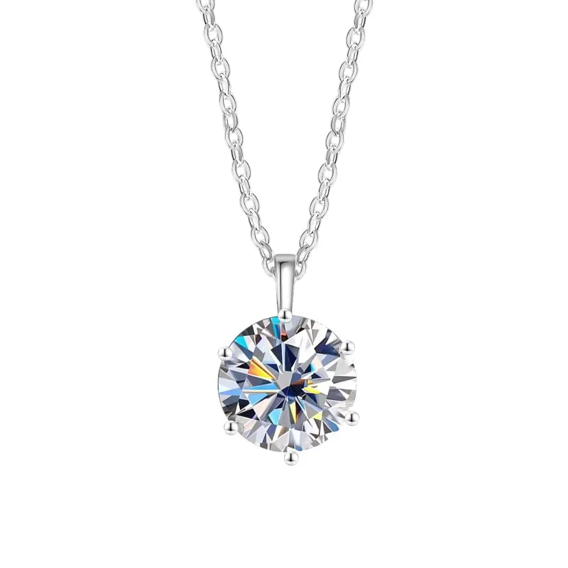 2ct Moissanite Pendant Necklace — Rose Gold Silver Fine Jewelry