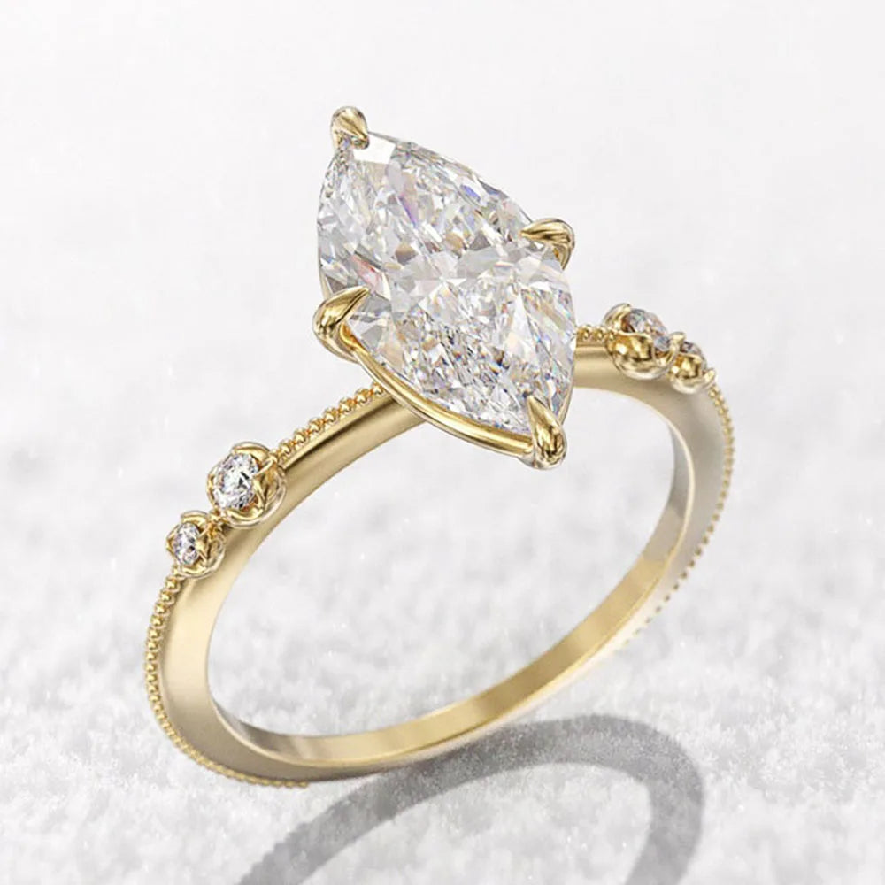 Marquise CZ Thin Engagement Ring — AAA Crystal Statement Band