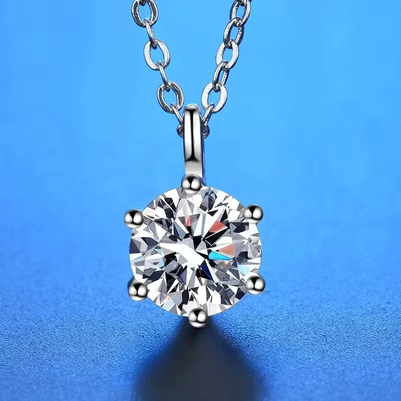 2ct Moissanite Pendant Necklace — Rose Gold Silver Fine Jewelry